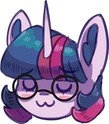 Size: 500x566 | Tagged: safe, artist:mrscroup, derpibooru import, twilight sparkle, pony, unicorn, :3, bust, cute, glasses, head only, portrait, solo, twiabetes, uwu