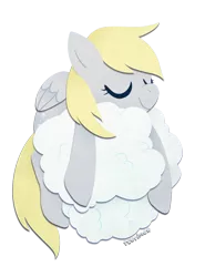 Size: 605x818 | Tagged: safe, artist:tsurime, derpibooru import, derpy hooves, pegasus, pony, cloud, cute, derpabetes, eyes closed, female, folded wings, lying on a cloud, mare, on a cloud, shadowbox, simple background, solo, transparent background, wings