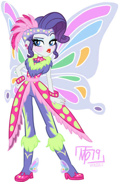 Size: 1075x1636 | Tagged: safe, artist:tassji-s, derpibooru import, rarity, equestria girls, sonic rainboom (episode), butterfly wings, equestria girls interpretation, female, lipstick, scene interpretation, simple background, solo, transparent background, wings