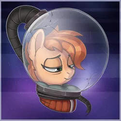 Size: 2965x2965 | Tagged: safe, artist:rexyseven, derpibooru import, oc, oc:rusty gears, earth pony, pony, astronaut, bust, crack, female, mare, portrait, solo, spacesuit