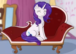 Size: 6000x4296 | Tagged: safe, artist:kirr12, derpibooru import, rarity, pony, unicorn, blushing, couch, cute, eyes closed, female, mare, sitting, solo