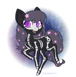 Size: 3700x3768 | Tagged: safe, artist:helemaranth, derpibooru import, oc, oc:witch, earth pony, pony, blank flank, cute, flower, flower in hair, purple eyes, rcf community, simple background, smiling, solo, tattoo, transparent background