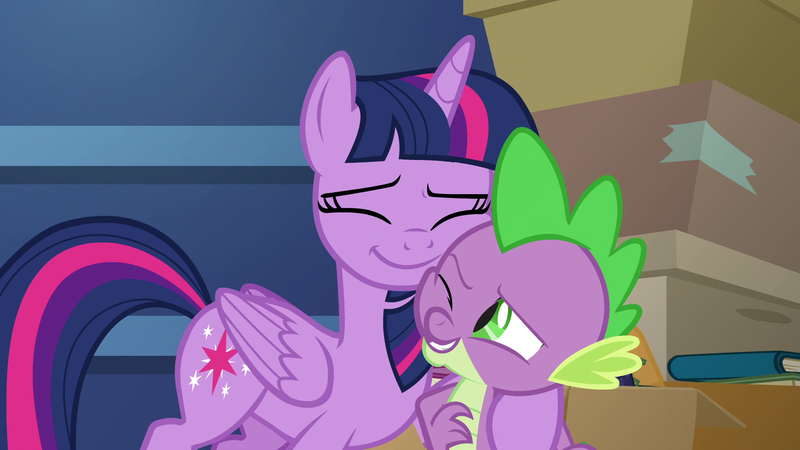 Size: 1920x1080 | Tagged: safe, derpibooru import, screencap, spike, twilight sparkle, twilight sparkle (alicorn), alicorn, dragon, pony, the last problem, box, hug, mama twilight, spikelove, winged spike