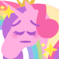 Size: 120x120 | Tagged: safe, artist:conphettey, derpibooru import, princess cadance, alicorn, pony, blushing, emoji, eyes closed, female, hoers, jewelry, mare, pensive, rainbow, reaction image, simple background, solo, sparkles, tiara, transparent background