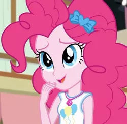 Size: 736x717 | Tagged: safe, derpibooru import, screencap, pinkie pie, constructive criticism, equestria girls, equestria girls series, bust, constructive criticism: pinkie pie, cropped, cute, diapinkes, female, geode of sugar bombs, magical geodes, open mouth, solo