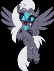 Size: 457x605 | Tagged: artist:mellow91, black background, derpibooru import, edit, flying, glowing eyes, my little pony: the movie, palette swap, possessed, possession, recolor, safe, silverstream, simple background, spread wings, storm king, vector, wings