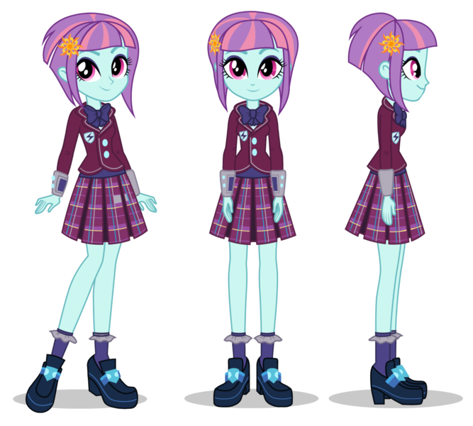 Size: 1400x1260 | Tagged: safe, derpibooru import, official, sunny flare, equestria girls, bowtie, bracelet, clothes, crystal prep academy, crystal prep academy uniform, crystal prep shadowbolts, female, hairpin, high heels, high quality, jewelry, legs, looking at you, plaid skirt, pleated skirt, poses, school uniform, shoes, side view, simple background, skirt, smiling, socks, transparent background, turnaround, uniform, vector