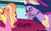 Size: 106x64 | Tagged: suggestive, artist:squidponer, derpibooru import, edit, edited screencap, screencap, luster dawn, princess twilight 2.0, twilight sparkle, twilight sparkle (alicorn), alicorn, pony, the last problem, beavis and butthead, cursed, cursed image, picture for breezies, wat, what has magic done, what has science done, why