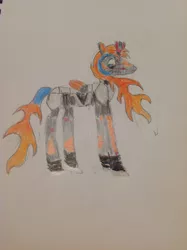 Size: 1936x2592 | Tagged: safe, artist:makarosc, derpibooru import, oc, oc:dark ember, unofficial characters only, alicorn, fire pony, pony, armor, solo, traditional art