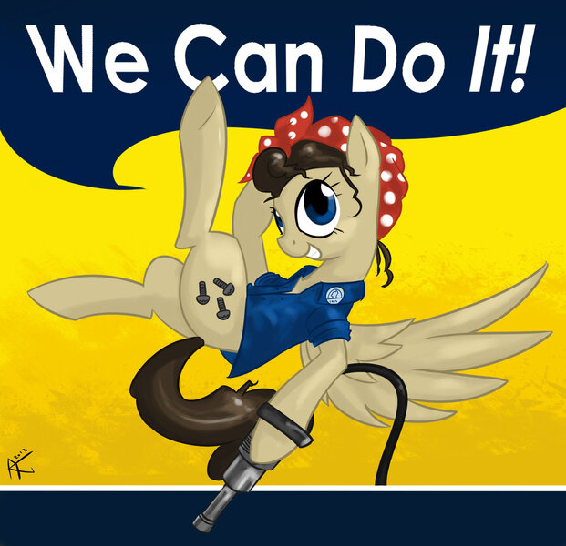 Size: 1280x1237 | Tagged: safe, artist:my-little-veteran, derpibooru import, ponified, pegasus, pony, rosie the riveter