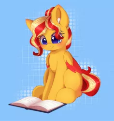 Size: 2521x2666 | Tagged: safe, artist:adostume, derpibooru import, oc, oc:bunsetti, unofficial characters only, pegasus, pony, book, colored wings, colored wingtips, cute, female, mare, not sunset shimmer, reading, sitting, solo, wings