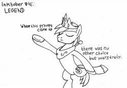 Size: 1280x896 | Tagged: safe, artist:ewoudcponies, derpibooru import, big macintosh, alicorn, earth pony, pony, alicornified, eyes closed, ink drawing, inktober, inktober 2019, monochrome, pose, princess big mac, race swap, solo, standing, standing on one leg, traditional art