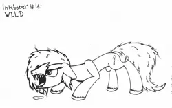 Size: 1280x802 | Tagged: safe, artist:ewoudcponies, derpibooru import, pony, drool, feral, ink drawing, inktober, inktober 2019, monochrome, sharp teeth, solo, teeth, traditional art