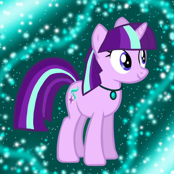 Size: 1000x1000 | Tagged: safe, alternate version, artist:thebosscamacho, derpibooru import, edit, starlight glimmer, pony, unicorn, alternate hairstyle, amulet, female, jewelry, mare, new hairstyle, nightmare night, stars