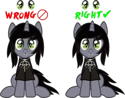 Size: 1853x1457 | Tagged: safe, artist:lightningbolt, derpibooru import, ponified, ponified:kellin quinn, pony, unicorn, .svg available, catchlights, clothes, disguise, disguised siren, fangs, horn, jewelry, looking at you, male, necklace, shirt, simple background, sitting, sleeping with sirens, smiling, solo, stallion, svg, t-shirt, text, transparent background, tutorial, vector