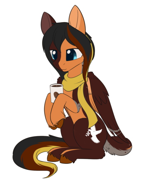 Size: 1194x1476 | Tagged: safe, artist:dusthiel, derpibooru import, oc, oc:daniel dasher, unofficial characters only, dracony, dragon, hybrid, pegasus, pony, clothes, commission, gift art, leonine tail, male, scarf, simple background, sitting, smiling, solo, stallion, transparent background