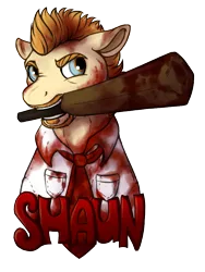 Size: 687x916 | Tagged: safe, artist:spiggy-the-cat, derpibooru import, ponified, pony, blood, shaun of the dead