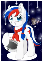 Size: 558x800 | Tagged: safe, artist:unisoleil, derpibooru import, oc, oc:marussia, ponified, unofficial characters only, earth pony, pony, cyrillic, nation ponies, pioneer, russia, russian, solo, soviet union