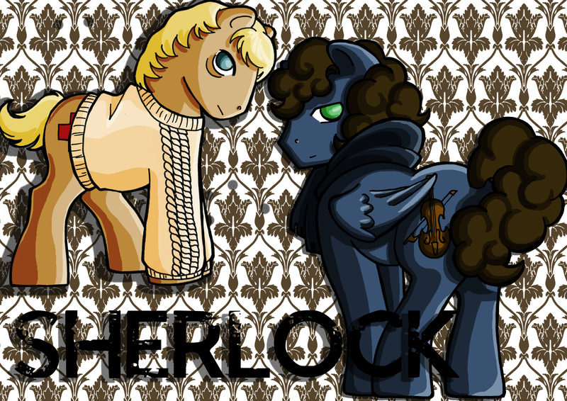 Size: 7016x4961 | Tagged: safe, artist:clueless-nu, derpibooru import, ponified, pony, bbc sherlock, john watson, sherlock, sherlock holmes