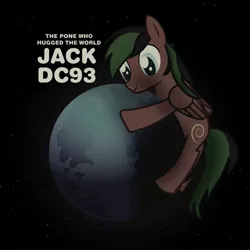 Size: 1146x1146 | Tagged: safe, artist:buckweiser, derpibooru import, oc, oc:jackdc93, pony, hug, male, moon, pony bigger than a planet, space, stallion, tangible heavenly object