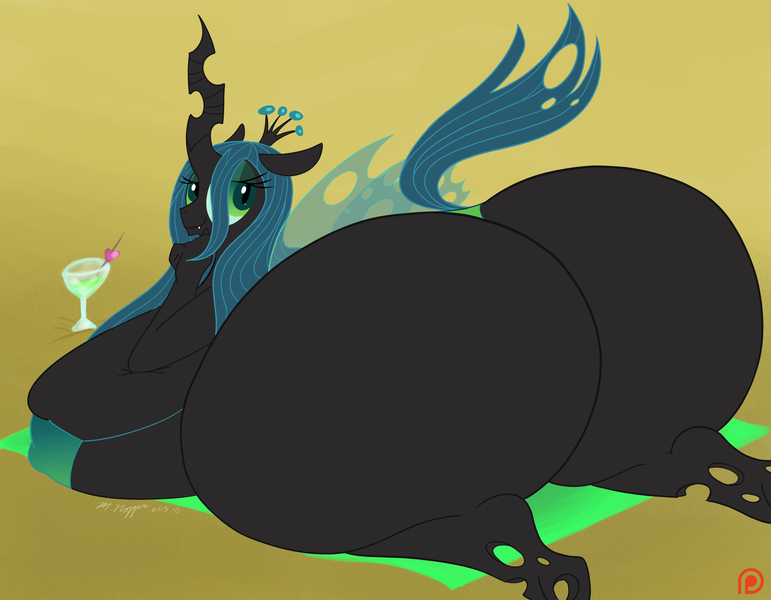 Size: 2160x1680 | Tagged: questionable, artist:necrofeline, banned from derpibooru, deleted from derpibooru, derpibooru import, queen chrysalis, anthro, changeling, changeling queen, alcohol, ass, beach, beach towel, bedroom eyes, big breasts, bikini, boob squish, breasts, bugbutt, busty queen chrysalis, butt, clothes, curvy, extra thicc, fat, female, hourglass figure, huge breasts, huge butt, image, impossibly large butt, large butt, martini, png, reversalis, sand, sexy, signature, solo, solo female, swimsuit, tight clothing
