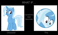 Size: 1050x630 | Tagged: safe, artist:mega-poneo, derpibooru import, trixie, pony, unicorn, ball, cute, diatrixes, duality, female, happy, inanimate tf, mare, meme, morph ball, solo, transformation, trixieball