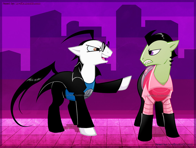 Size: 1128x850 | Tagged: safe, artist:la-nita, derpibooru import, ponified, pony, dib membrane, invader zim, zim