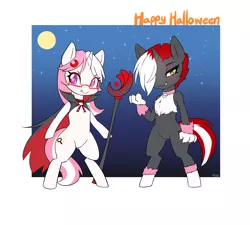 Size: 5000x4500 | Tagged: safe, artist:potzm, derpibooru import, oc, oc:lawyresearch, oc:lawyshadow, unofficial characters only, pony, unicorn, clothes, costume, cute, female, glasses, halloween, halloween costume, holiday, looking at you