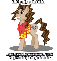 Size: 900x974 | Tagged: source needed, safe, artist:a-virginia-d, derpibooru import, oc, ponified, unofficial characters only, earth pony, pony, artifact, description is relevant, hilarious in hindsight, impact font, male, not cheese sandwich, old, ponysona, simple background, solo, stallion, transparent background, weird al yankovic