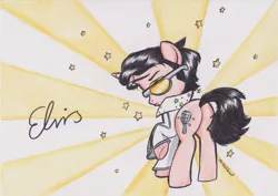 Size: 1063x752 | Tagged: safe, artist:mrhaliboot, derpibooru import, ponified, pony, elvis presley, solo, sunglasses, traditional art