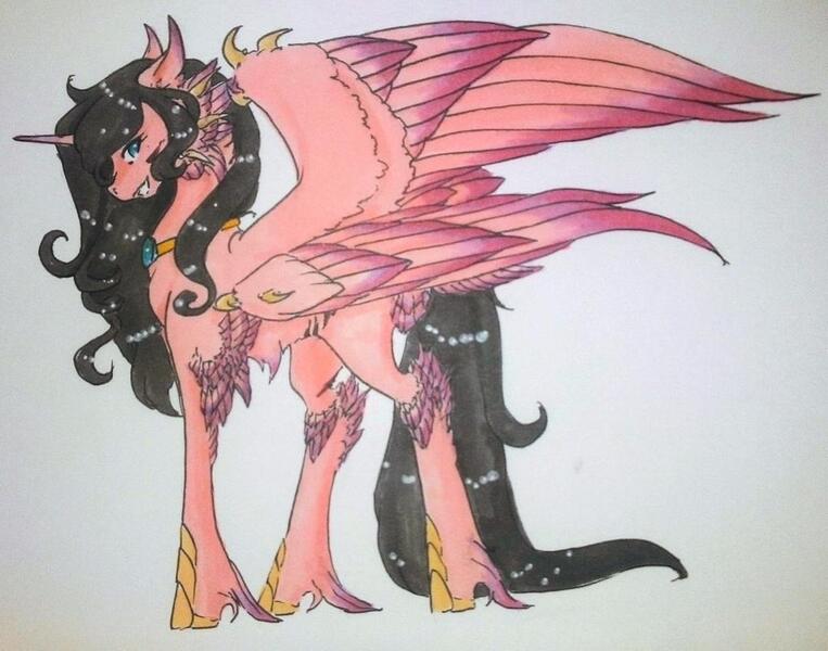 Size: 1025x806 | Tagged: artist:oneiria-fylakas, braham, derpibooru import, female, oc, oc:ibath, original species, safe, solo, traditional art