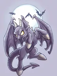 Size: 1200x1600 | Tagged: safe, artist:noupie, derpibooru import, ponified, gargoyle, pony, moon, solo