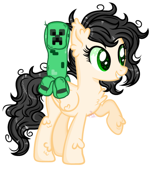 Size: 1572x1760 | Tagged: safe, artist:101xsplattyx101, derpibooru import, oc, pegasus, pony, creeper, female, mare, minecraft, plushie, solo