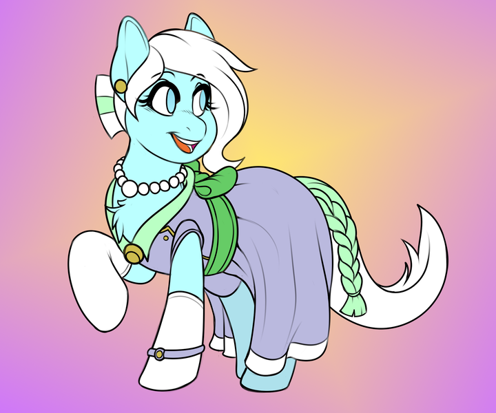 Size: 2547x2123 | Tagged: safe, artist:mr.pink, artist:pacificside18, derpibooru import, oc, oc:azur lachrimae, unofficial characters only, pony, bow, clothes, dress, ear piercing, earring, gala dress, gloves, hoof gloves, jewelry, necklace, pearl, pearl necklace, piercing, ring, simple background