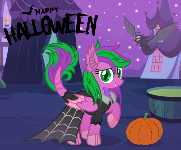 Size: 2528x2104 | Tagged: safe, artist:razorbladetheunicron, derpibooru import, oc, oc:firestorm swirl, dracony, dragon, hybrid, pony, vampire, vampony, lateverse, base used, clothes, costume, dragon tail, dragon wings, dress, fake ears, halloween, happy halloween, holiday, image, interspecies offspring, nightmare night, nightmare night costume, offspring, parent:amethyst star, parent:spike, parents:amespike, png, scales, solo, wings