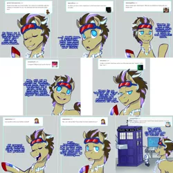 Size: 2254x2254 | Tagged: safe, artist:jitterbugjive, derpibooru import, doctor whooves, time turner, oc, oc:neosurgeon, pony, lovestruck derpy, doctor who, goggles, solo, tardis