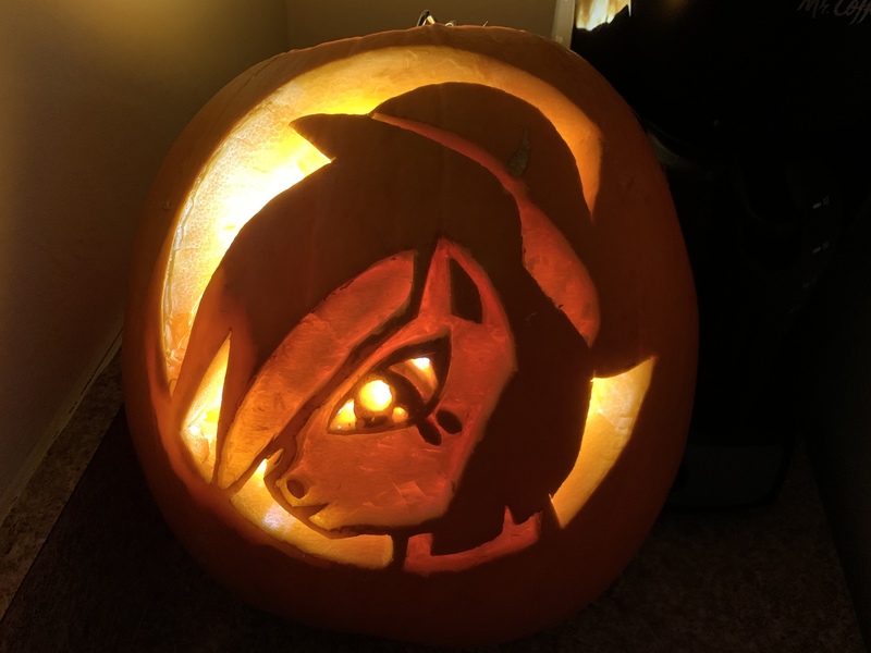 Size: 4032x3024 | Tagged: safe, artist:faline-art, derpibooru import, oc, oc:nighttide star, unofficial characters only, pony, halloween, holiday, photo, pumpkin, pumpkin carving, solo