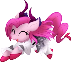 Size: 1345x1165 | Tagged: safe, artist:geraritydevillefort, derpibooru import, pinkie pie, earth pony, pony, clothes, devil horns, digital art, elizabeth bathory, fate/extra, fate/grand order, female, mare, simple background, smiling, solo, transparent background