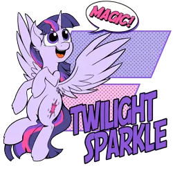 Size: 4000x4000 | Tagged: safe, artist:natsu714, derpibooru import, twilight sparkle, twilight sparkle (alicorn), alicorn, pony, design, flying, modern art, pop art, shirt design, solo, speech bubble, spread wings, wings