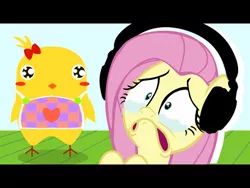 Size: 480x360 | Tagged: safe, artist:vannamelon, derpibooru import, fluttershy, oc, oc:shelly, pegasus, pony, can your pet, crying, headphones, this will end in tears, thumbnail, vannamelon