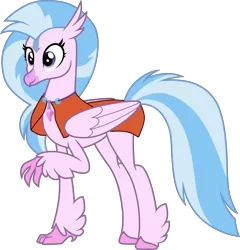 Size: 3000x3124 | Tagged: aang, artist:cloudyglow, avatar the last airbender, clothes, cosplay, costume, derpibooru import, edit, hippogriff, older, older silverstream, raised claw, safe, silverstream, simple background, solo, transparent background, vector, vector edit