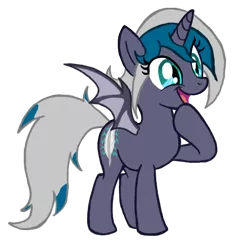 Size: 504x519 | Tagged: safe, artist:mjangelvortex, derpibooru import, oc, oc:elizabat stormfeather, unofficial characters only, alicorn, bat pony, bat pony alicorn, pony, alicorn oc, bat pony oc, bat wings, cute, digital art, female, happy, horn, mare, ocbetes, simple background, smiling, solo, spread wings, trace, transparent background, wings