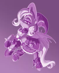 Size: 1280x1575 | Tagged: safe, artist:dstears, derpibooru import, trixie, pony, unicorn, bat wings, clothes, digital art, female, gradient background, halloween, hat, holiday, mare, monochrome, nightmare night, outline, skirt, solo, wings, witch hat