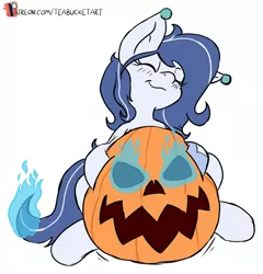 Size: 830x864 | Tagged: suggestive, artist:teabucket, deleted from derpibooru, derpibooru import, oc, oc:whimsy, pony, belly, big belly, female, fetish, halloween, holiday, jack-o-lantern, mare, patreon, patreon logo, pumpkin, solo, vore