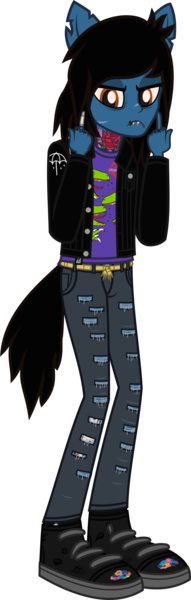 Size: 935x2938 | Tagged: safe, artist:lightningbolt, derpibooru import, ponified:oliver sykes, human, undead, zombie, equestria girls, .svg available, angry, bags under eyes, blood, blood stains, bloodshot eyes, bone, bring me the horizon, chipped tooth, clothes, drop dead clothing, equestria girls-ified, fangs, frown, glasgow smile, humanized, jacket, jeans, lip piercing, looking at you, male, middle finger, pants, piercing, ponied up, pony ears, rainbow blood, ripped jeans, rope, scar, shirt, shoes, simple background, socks, solo, stitches, svg, tailed humanization, tattoo, torn ear, transparent background, undershirt, vector, vulgar