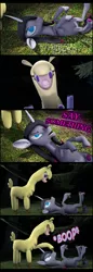 Size: 1280x3737 | Tagged: safe, artist:pika-robo, derpibooru import, oleander (tfh), paprika paca, alpaca, them's fightin' herds, 3d, boop, comic, community related, famous last words, halloween, halloween (movie), halloween 2018, halloween 2019, holiday, legs in air, movie reference, on back, parody, scene parody, source filmmaker, spoilers for another series