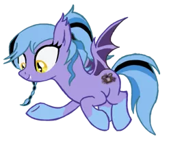 Size: 527x434 | Tagged: safe, artist:mjangelvortex, derpibooru import, oc, oc:nightwatch, unofficial characters only, bat pony, pony, bat pony oc, bat wings, braid, digital art, ear fluff, female, flying, mare, ponytail, simple background, slit eyes, socks (coat marking), solo, trace, transparent background, wings