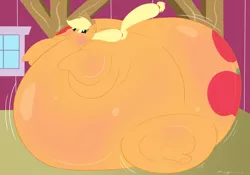 Size: 2400x1680 | Tagged: suggestive, artist:necrofeline, derpibooru import, applejack, earth pony, pony, series:flutters's fritters, belly, big belly, blushing, both cutie marks, butt, butt expansion, comic, expansion, growth, hat, huge belly, huge butt, impossibly large belly, impossibly large butt, inflation, large butt, plot, puffy cheeks, sequence, the ass was fat