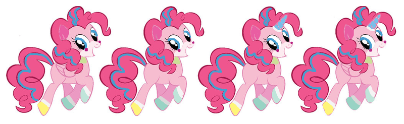 Size: 1054x324 | Tagged: safe, artist:greenmarta, derpibooru import, pinkie pie, alicorn, earth pony, pegasus, pony, unicorn, alicornified, crossover, fusion, lego, pinkiecorn, race swap, simple background, the lego movie, unikitty, white background, xk-class end-of-the-world scenario