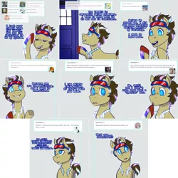 Size: 2254x2254 | Tagged: safe, artist:jitterbugjive, derpibooru import, doctor whooves, time turner, oc, oc:neosurgeon, pony, robot, lovestruck derpy, doctor who, goggles, solo, tardis